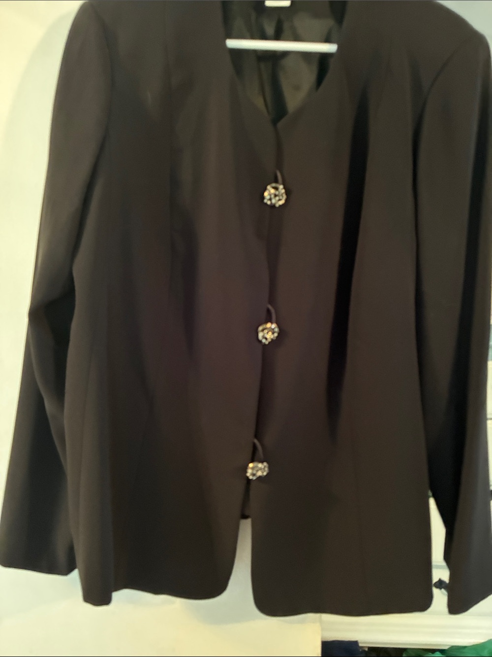 Women's Black  Blazer with Decorative Crystal Buttons by Draper’s and Damon